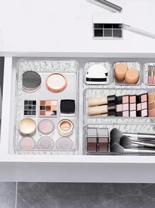 1pc Clear Drawer Organizer With Dividers For Cosmetic Storage, Dressing Table, Skin Care Product Classification, Perfume Organizer, Lipstick Holder, Eyebrow Pencil Storage Box,For Holiday Beach, Bathroom Collection, Bedroom Collection, Large Capacity - Crystal Pattern Transparent - View 6