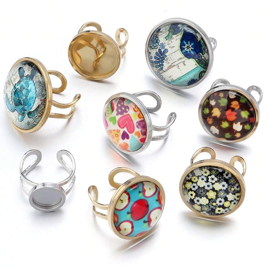 2pcs/Pack Stainless Steel Round Open Bezel Settings, DIY Jewelry Making Supplies