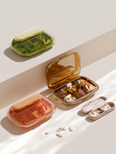 1pc Mini Portable Sealed Pill Case Organizer Box For 3 Times A Day, Travel Medicine Container