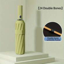 24-Bone Automatic Umbrella, Wind-Resistant, Men's Essential Business Accessory, Dual-Purpose Anti-UV Canopy For Sun And Rain Protection For School, Office, Household, Travel, Back To School Supplies Summer Cooling,Beach,Travel