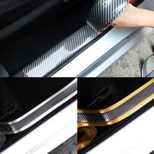 汽车侧裙保护贴 - 自粘式碳纤维纹理防撞橡胶条，用于遮盖锈迹和划痕，完美融合时尚与爱车风格。可选颜色：黑色 2 米/金色 2 米/银色 2 米