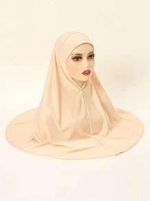 1 件女士纯色即时头巾，祈祷休闲头巾，实用头巾，即时长款 Khimar 头巾，适合全年日常使用头带 Abaya 配饰休闲帽女士面纱
