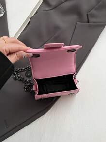 Bolso de mano cruzado mini de alta calidad para mujer con cadena de metal versátil y diseño inusual de lujo ligero al estilo coreano de moda - Rosa - Ver 9