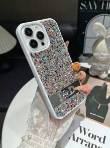 1 件定制水钻镶嵌黑色手机壳，个性化幸运数字和字母设计，兼容 15 Pro Max /S24 Ultra 系列 - 白色 - 查看 7