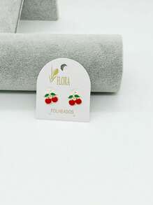 Cherry Decoration Children's Veneer Earring - Vàng - Xem 1