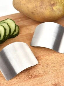 1pc Stainless Steel Finger Guard, Kitchen Hand Protection Tool For Cutting, Peeling Beans And Shells - Silver - View 7
