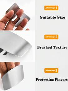 1pc Stainless Steel Finger Guard, Kitchen Hand Protection Tool For Cutting, Peeling Beans And Shells - Silver - View 3