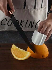 1pc Stainless Steel Finger Guard, Kitchen Hand Protection Tool For Cutting, Peeling Beans And Shells - Silver - View 1