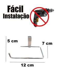 -SUPORTE PAPEL HIGIÊNICO CAIXA ACOPLADA CROMADO SIMPLES PORTA HIGIENICO ARAMADO BANHEIRO - Prata - Visão 3