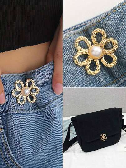 1/3pairs Six-Petal Buckle, Detachable, Invisible Waist Band, Flower Waist Tightener Buckle Pants Pins Collar Buttons Brooch Pins For Women Durable Fashion , Detachable Pants Clip For Jeans Pants Bag Accessories For Girl Student Women , Daisy, Invisible Adjustable Waist Reduction Buckle Pin, Detachable No-Sew Pants Clips & Belts Accessories Adjustable Detachable Snap Fastener Faux Metal Pants Buttons Pins Pants Waist Tightener No Sewing Required Jean Button Pins For Women And Men For Clothing Jeans