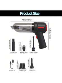SUITU Car Vacuum Cleaner And Hair Dryer 2 In 1 Cordless Mini Air Duster Electric Cleaning Tool For Computer Keyboards Computers Pianos Pets Laptops - Black - View 2