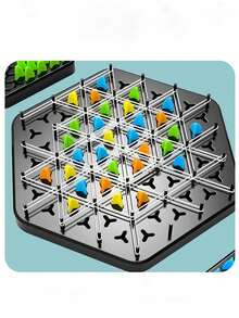 1box Desktop Chain Reaction Game, Interactive Multiplayer Toy For Exercising Logic Thinking With Rubber Bands And Triangular Geometry - Multicolor - View 3