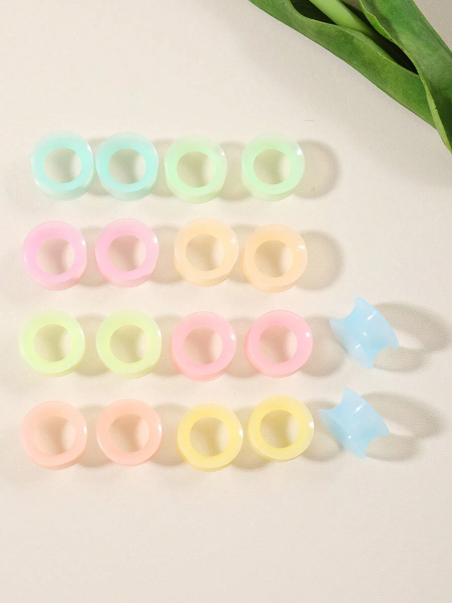 18 chiếc Đồng hồ đo tai silicon siêu mỏng 9mm phát sáng trong bóng tối, Nút tai cáng để đeo hàng ngày & Quà tặng lễ hội - Bộ khuếch đại tai loa siêu mỏng - Xem 1