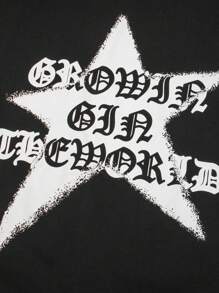 T-shirt unisex z krótkim rękawem i nadrukiem w litery, luźny krój i wszechstronność