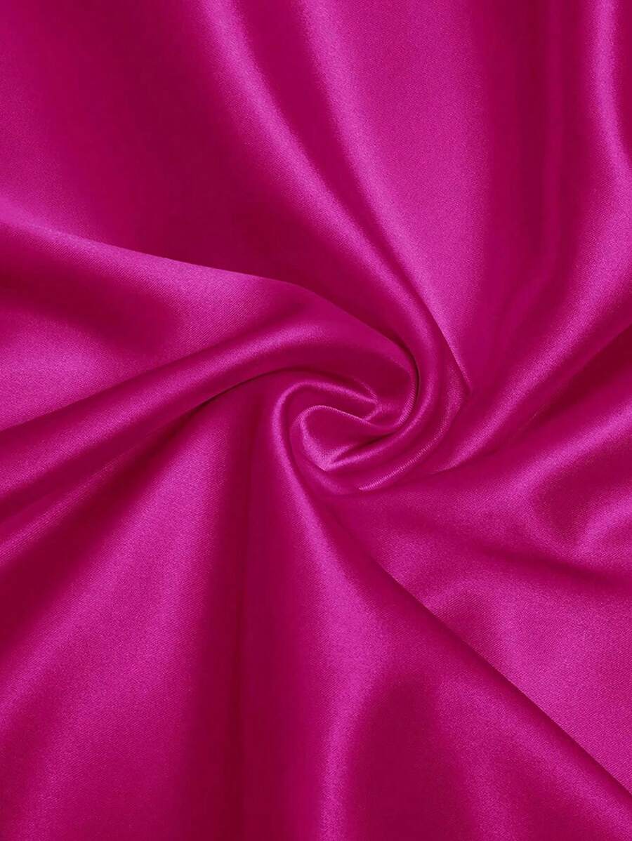 1pc Rose Red Solid Color Satin Fabric For DIY Gift Wrapping, Dresses, Shirts, Cheongsam, Wedding Gowns, Party Decorations - Hot Pink - View 1