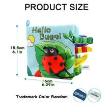 1pc Infant Toddler Soft Cloth Book With Ladybug Forest Patterns, Crinkle Paper & Teethable Tail, Visual Stimulation Learning Toy, Newborn Gift, Random Color