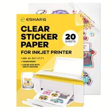 20 Blätter A4 Größe bedruckbare Vinyl-Aufkleberpapier für Tintenstrahldrucker 100% klare transparente nicht wasserfeste Decal Papier selbstklebende Blätter 8,3"X11,7" - trocknet schnell und hält die Tinte wunderschön