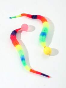2 Pcs/Set Long Rainbow Cat Toys With Ball Simulation Twisty Worm Toys For Cat The Ball Of The Color Is Random - Multicolor - View 1