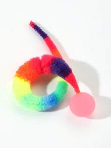 2 Pcs/Set Long Rainbow Cat Toys With Ball Simulation Twisty Worm Toys For Cat The Ball Of The Color Is Random - Multicolor - View 5