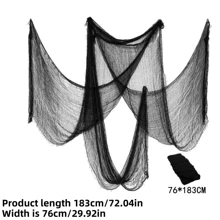 1pc Halloween Black Gauze Cloth, Horror Ripped Fabric Decor For Halloween Party, Haunted House,Christmas - Multicolor - View 2