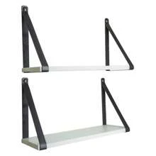 Kit 2 White Shelves With Black Handle Decorations - 黑色 - 查看 2
