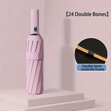 24-Bone Automatic Umbrella, Wind-Resistant, Men's Essential Business Accessory, Dual-Purpose Anti-UV Canopy For Sun And Rain Protection For School, Office, Household, Travel, Back To School Supplies Summer Cooling,Beach,Travel