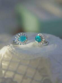 Fresh Exquisitely Crystal Flower Earrings Fashion High Quality Natural Ice Chalcedony Green Earrings For Women Party Fine Jewelry Valentines,Mom,Mother,Mother's Day,Gift