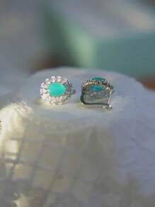 Fresh Exquisitely Crystal Flower Earrings Fashion High Quality Natural Ice Chalcedony Green Earrings For Women Party Fine Jewelry Valentines,Mom,Mother,Mother's Day,Gift