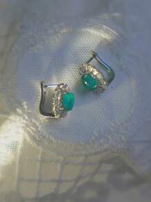 Fresh Exquisitely Crystal Flower Earrings Fashion High Quality Natural Ice Chalcedony Green Earrings For Women Party Fine Jewelry Valentines,Mom,Mother,Mother's Day,Gift