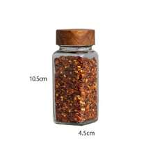 120ml Acacia Wood 4oz Square Glass Spice Jar Pepper Seasoning Bottle With Shaker Lid - Multicolor - View 6