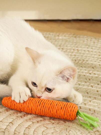1buc/2buc Jucării pentru pisici, Jucării de mestecat pentru animale de companie, Jucărie interactivă pentru pisici cu frânghie de hârtie drăguță Morcov, Clopoțel pentru ameliorarea stresului, Durabil