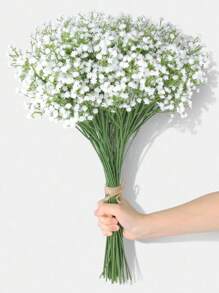 10 Ramos/4 Piezas/1 Pieza Flores artificiales de Gypsophila, Flores de Gypsophila blancas falsas, Flores de Gypsophila de tacto real para decoración de boda, fiesta, hogar y jardín, Día de San Valentín, regalo, regalos, cumpleaños, graduación - Blanco - Ver 2