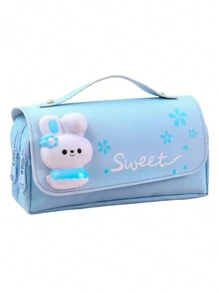 Large Capacity Portable Pencil Case, Pressure-Relieving Pencil Bag For Students, Girls' Triple-Layer Fresh Stationery Pouch - Multicolor - View 13