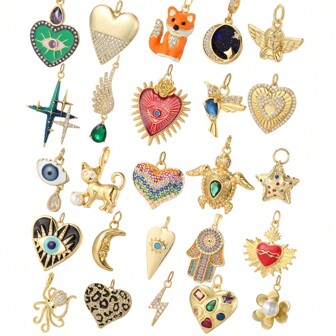 Colorful Hearts, Pentagrams, Birds, Devil's Eyes DIY Decorations For Women - Cute Fox, Turtle, Heart, Moon Shaped Pendants - Variety Of Necklaces, Earrings, Jewelry Accessories Valentines