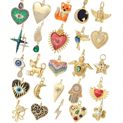 Colorful Hearts, Pentagrams, Birds, Devil's Eyes DIY Decorations For Women - Cute Fox, Turtle, Heart, Moon Shaped Pendants - Variety Of Necklaces, Earrings, Jewelry Accessories Valentines