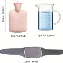 3 Pieces Set: Electric Water Filled Waist Belt, Hot Water Bottle & Warming Hand Warmer For Back And Belly Warming - Pattern - View 3