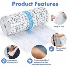 1 Roll Transparent Self-Adhesive Bandage, Waterproof Tattoo Care Bandage Roll, Skin Dressing, Suitable For Swimming Tattoo Care - Blue - View 10