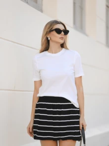 Women Sweater Skirts - 黑色 - 查看 1