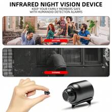 Câmera Wifi Mini HD, Visão Noturna, Detecção de Movimento, Monitoramento Remoto, Ângulo Amplo de 140°, Micro Configuração DIY, Visão Noturna (Sem Luz Visível)