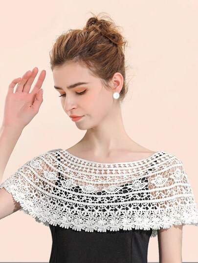 1st Blomma ihålig sjal Elegant Enfärgad Andningsbar Wrap Casual Cape Dekorativ Sjal & Vit Klänning Ytterkläder Sjal Kort Liten Väst Dekorativ Wrap & Party Bal Bröllop Bröllopssjalar Wraps Alla hjärtans dag