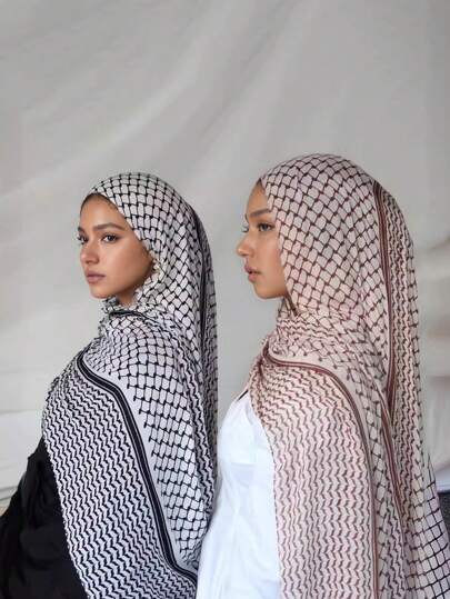 1 件装 Hijab 女士 Abaya 配饰柔软海滩配饰雪纺头巾印花长围巾防晒披肩沙滩巾发带头巾头巾、发带、头带非常适合装扮您的冬季秋季面纱服装