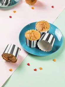 15个装黑白条纹松饼杯烘焙杯加厚耐油零食杯松饼杯家庭甜品蛋糕杯节日派对手拿蛋糕杯甜品杯 - 彩色 - 查看 8