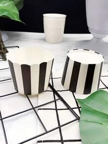 15个装黑白条纹松饼杯烘焙杯加厚耐油零食杯松饼杯家庭甜品蛋糕杯节日派对手拿蛋糕杯甜品杯 - 彩色 - 查看 5