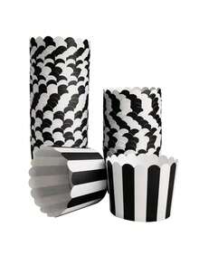 15个装黑白条纹松饼杯烘焙杯加厚耐油零食杯松饼杯家庭甜品蛋糕杯节日派对手拿蛋糕杯甜品杯 - 彩色 - 查看 6