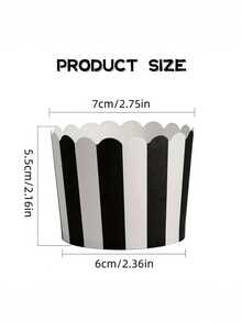 15个装黑白条纹松饼杯烘焙杯加厚耐油零食杯松饼杯家庭甜品蛋糕杯节日派对手拿蛋糕杯甜品杯 - 彩色 - 查看 3