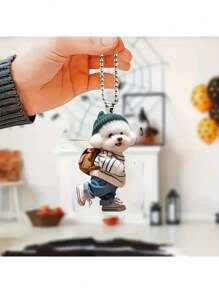 2D Acrylic Dog Shape Backpack Pendant Keychain, Suitable For Home Decor And Personal Accessory,Home Decor ,Room Decor,Wall Decor Gifts Birthday Graduation Christmas Decorations Christmas