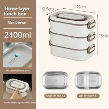 1pc/1set, 304 Stainless Steel Material Rectangular Lunch Box, Three/Two/Single Lunch Box. Includes Matching Thermal Bag, Tableware. Can Be Used For Microwave Heating, Removable, Easy To Clean, Easy To Carry, Large Capacity Bento Box. Suitable For Individuals, Students, Office Workers.,Kitchen,Christmas Gift,School Supplies - Multicolor - View 15