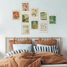 9 件，墙壁艺术印刷海报，马蒂斯威廉莫里斯梵高莫奈极繁主义著名艺术家绘画，适用于卧室装饰餐厅美学，无框架 - 混色 - 查看 4