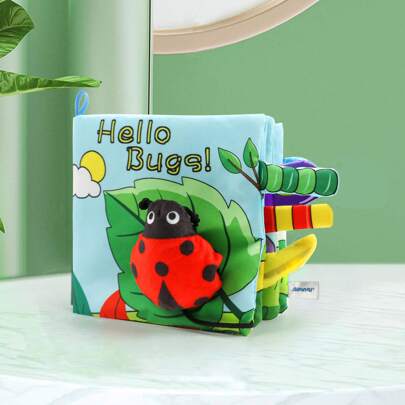1 livro de pano macio para bebês e crianças pequenas com estampa de floresta de joaninhas, papel amassado e cauda mordedora, brinquedo de aprendizagem com estimulação visual, presente para recém-nascidos, cor aleatória