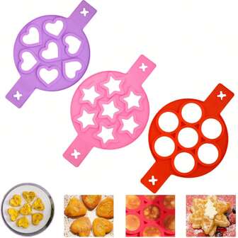 1pc Silicone Pancake Maker - 7-Cavity Nonstick Egg Ring For Perfect Omelets & Pancakes, Easy Clean, Durable Kitchen Baking Tool With Heart, Star, And Round Shapes Mini Pancake Maker